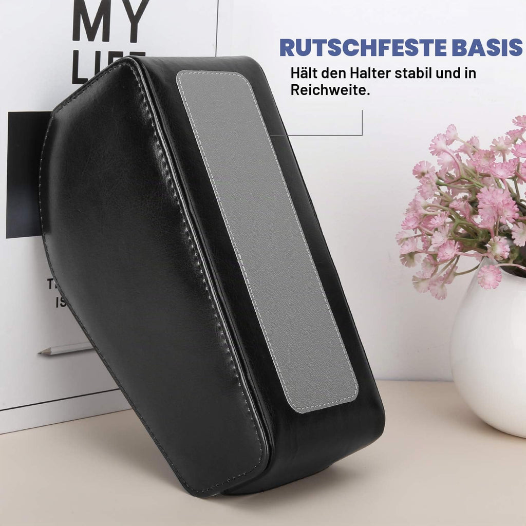 Fernbedienungshalter mit 5 Fächern – PU-Leder, Schwarz