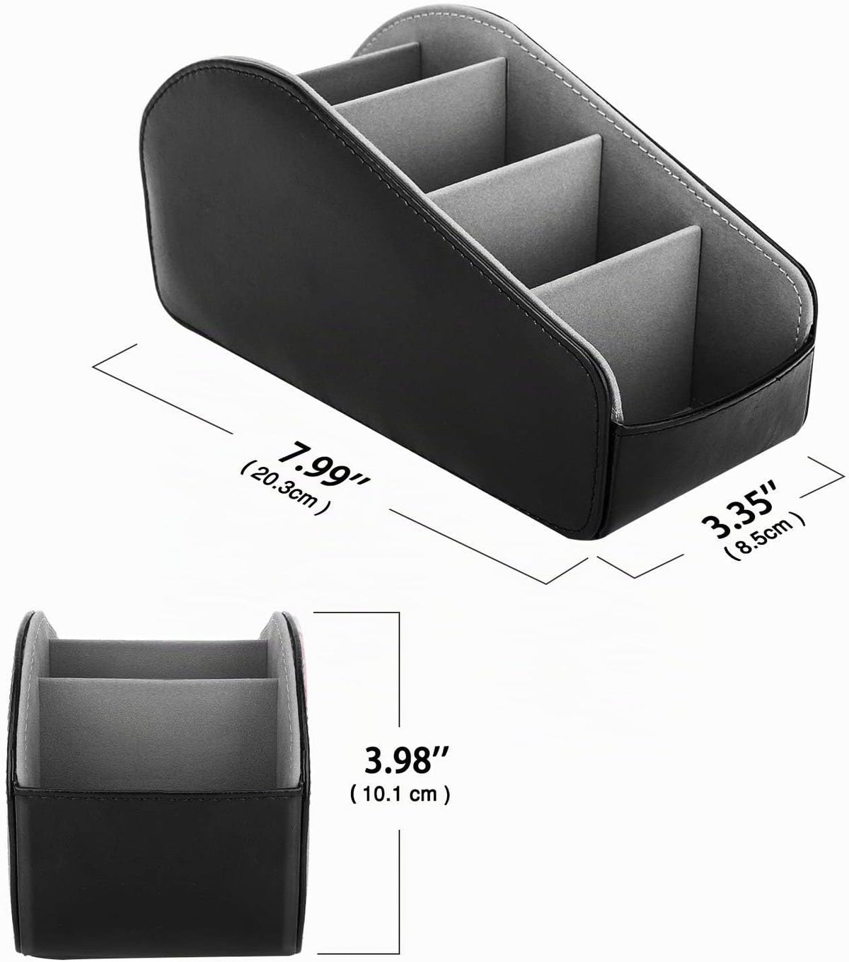 Fernbedienungshalter mit 5 Fächern – PU-Leder, Schwarz